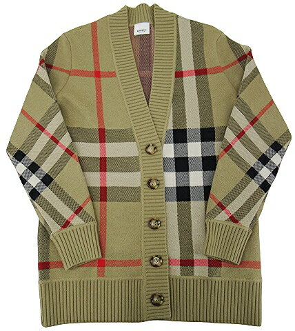 【中古】BURBERRY LONDON ENGLAND “バーバリーロンドンイングランド” チェック ウールブレンド カーディガン ジャカード織バーバリーチェック Vネック 8039153 サイズXS アーカイブベージュ【鹿児島店】