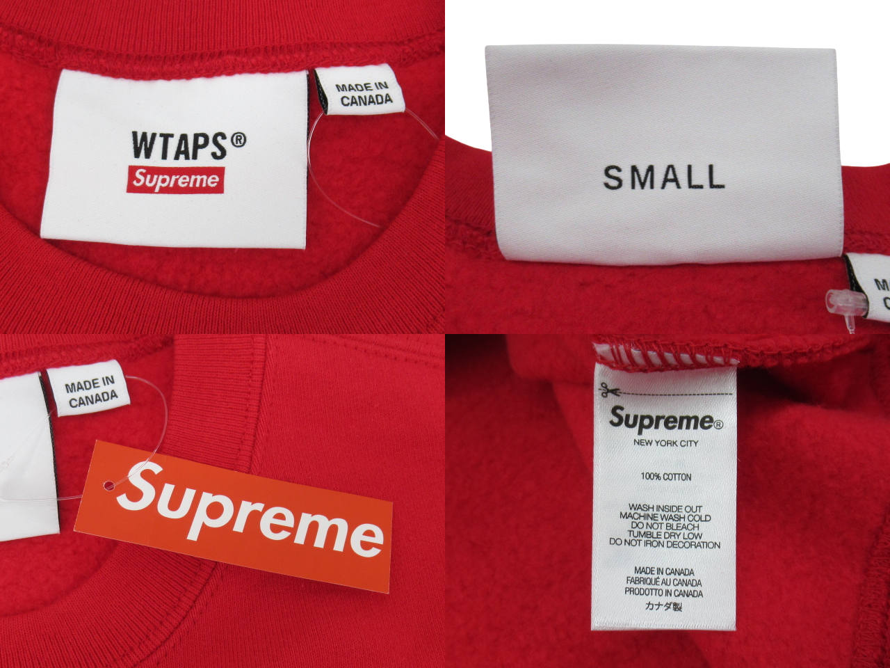 【未使用】Supreme×WTAPS “シュプリーム×ダブルタップス” 21AW Crewneck クルーネック スウェットシャツ タグ付き サイズS レッド【鹿児島店】