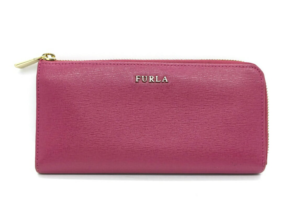 【中古】FURLA L字 ファスナー ロングウォレット 