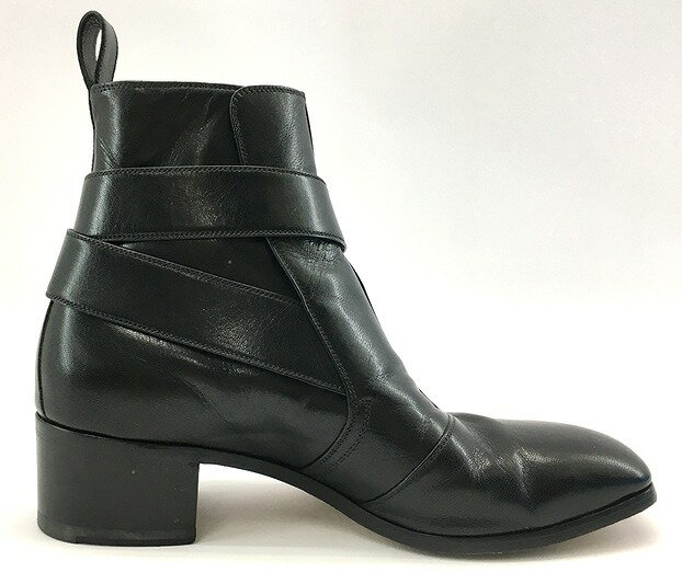 【中古】【サイズ：7】GUCCI グッチ Leather boot with buckle レザーブーツ ウィズ バックル BLACK 437325 16AW 虎 スクエアトゥ 【八代店】