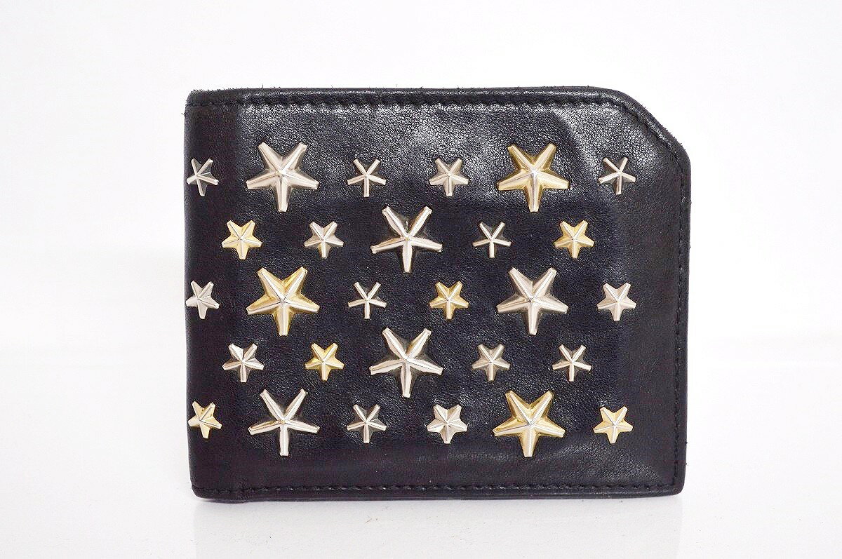 【中古】JIMMY CHOO ALBANY スタースタッズ 二つ折り財布 "ジミーチュウ アルバニー ウォレット"【加納店】