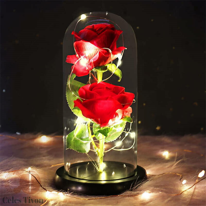 ガラスドーム 薔薇 造花ライト 枯れない花 バラ造花 フラワーライト 新年プレゼン...