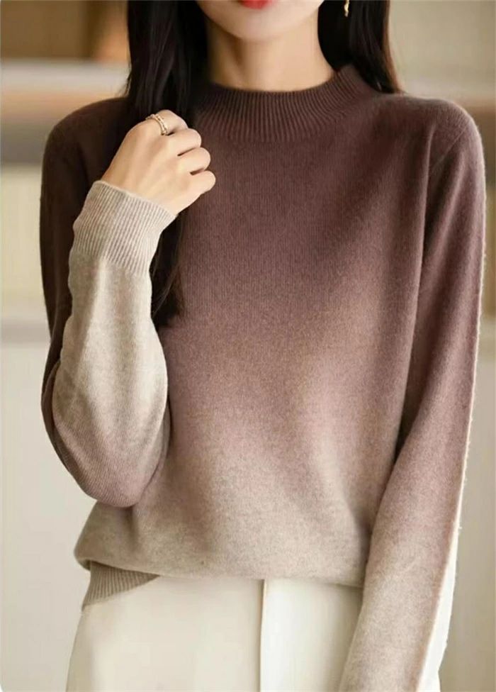 グラデーション セーター ハイネック ニット レディース ニットセーター 長袖 インナー カットソー トップス 重ね着 レイヤード 秋冬 プルオーバー 上着 きれいめ ゆったり シンプル 体型カバー 無地 カジュアル シンプル お洒落 個性的 女性 秋 冬 送料無料