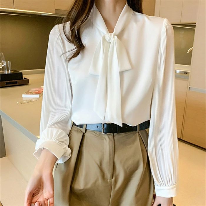 ブラウス レディース 春秋 シャツブラウス 白シャツ フォーマル リボン 長袖 ボウタイブラウス 白 シャツ スーツインナー 大人 きれいめ お洒落 通勤 オフィス ビジネス シンプル とろみ 薄手 エレガント フェミニン カジュアル 20代 30代 40代 50代 ホワイト 送料無料
