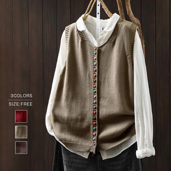 ニットベスト ニット レディース ベスト 前開き 羽織 春 秋 冬 春秋 Vネック セーター プルオーバー ショート丈 ノースリーブ カーディガン クルーネックベスト カットソー レイヤード トップス シンプル カジュアル オシャレ 体型カバー 可愛い お洒落 女性 お出かけ