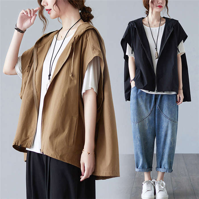 ベスト レディース 春夏 パーカー 春 秋 夏 学生 カジュアル風 ポケット付き トップス ベストジレ アウター 前開き シンプル おしゃれ 無地 レトロ カーディガン 羽織り ベスト ジャケット ファスナー aライン ゆったり 体型カバー 20代 30代 40代 50代 送料無料