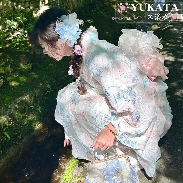 レース 浴衣 可愛い 大人 レディース 高校生 中学生 レース浴衣 春 桜 浴衣 大きいサイズ 和装 ゆかた ..