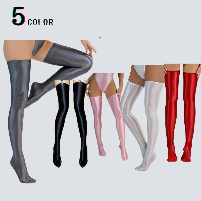 光沢 ニーハイ ストレッチ レギンス パーティー 靴下 女王様系 大人 セクシー レディース SM レザー ホ..