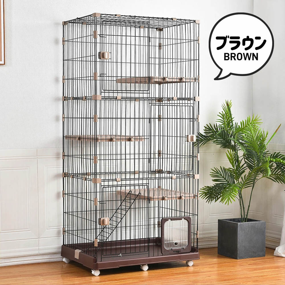 【猫専用ドア付き 】猫 ケージ キャットケージ 3段 多頭飼い 1段2段可能 キャスター付き 大型 猫ケージ ペットケージ ケージ ペット用 キャットハウス ペットサークル ネコ ハウス 移動便利 多段 留守番 保護 脱走防止 2