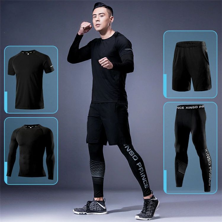 【4点セット】ランニングウェア メンズ ヨガ セット 4点 上下 スポーツウエア ヨガウエア ヨガパンツ 通気 伸縮性 半袖Tシャツ パンツ タイツ シンプル 男性用 快適 ジム ランニング かっこいい ホットヨガ コンプレッションウェ