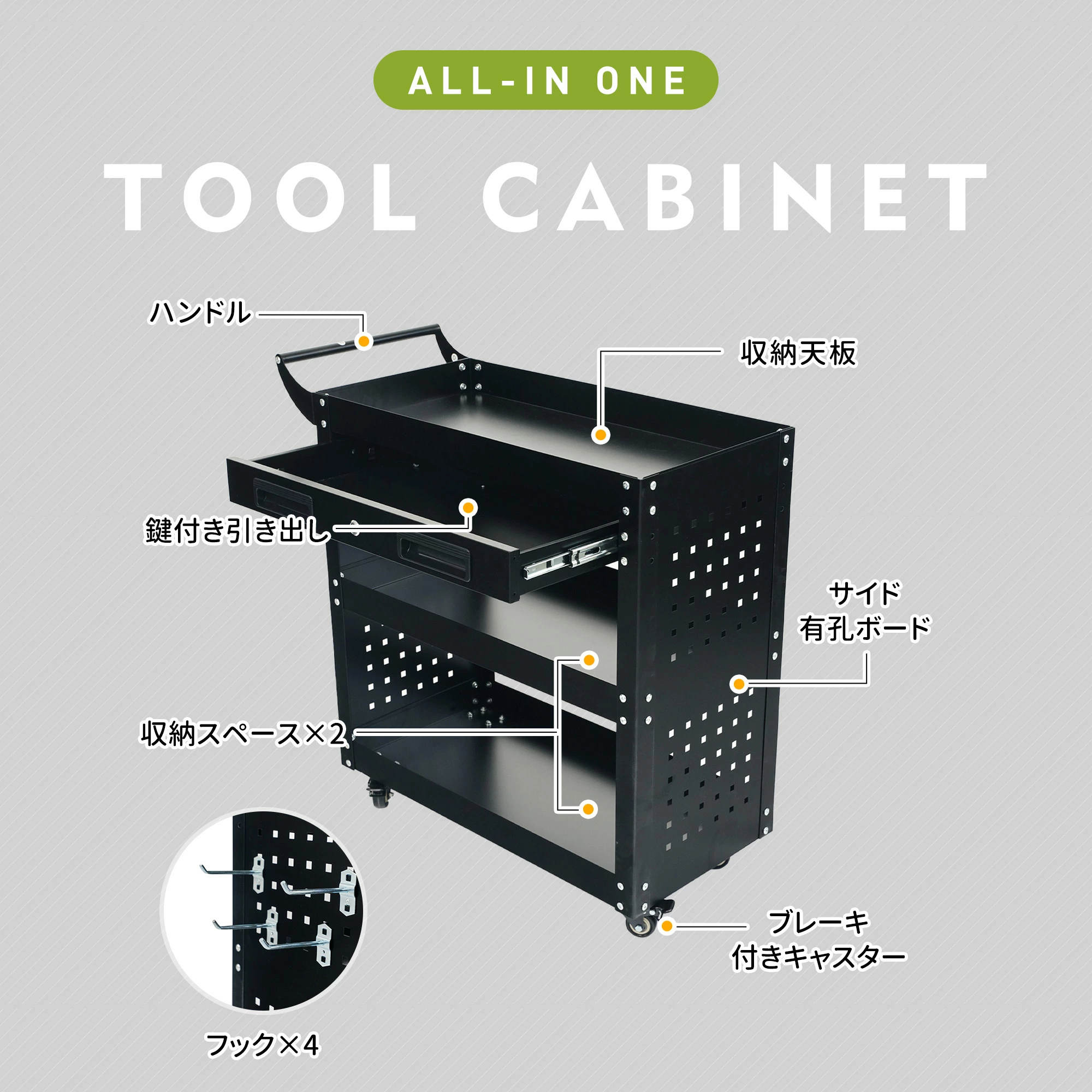 ツールキャビネット ロールキャビネット ツールワゴン ツールカート キャビネットワゴン ツールカート工具カート スチール 工具箱 ロー [3]