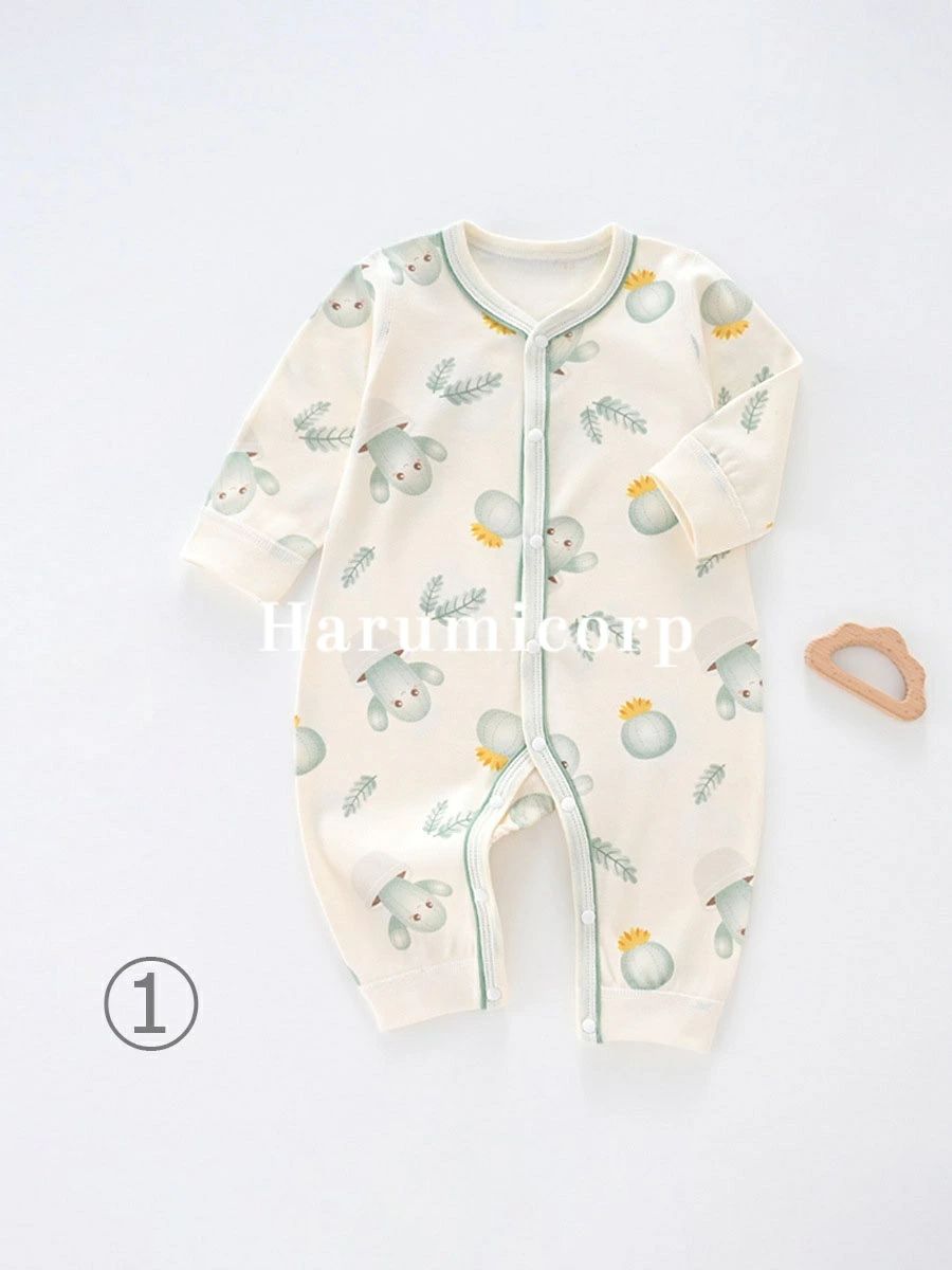 ロンパース ベビー服 綿 コットン 新生児 ベビーロンパース 長袖 カバーオール キ...