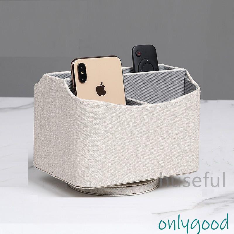 Wall Furniture - リモコンラック 小物入れ 回転式 無地 シンプルデザイン 北欧風 おしゃれ スタイリッシュ インテリア スマホスタンド ペン立て 卓上収納(ベージュ)