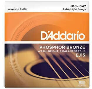 【未開封】 D'Addario ダダリオ アコースティックギター弦 EJ15 010-047 Extra Light Gauge 3個セット 【加治木店】