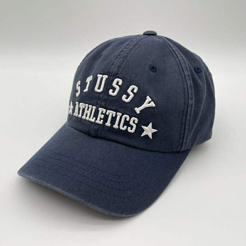 【中古】STUSSY LOW PROFILE ATHLETICS STRAPBACK キャップ 57CM ネイビー ステューシー[10]
