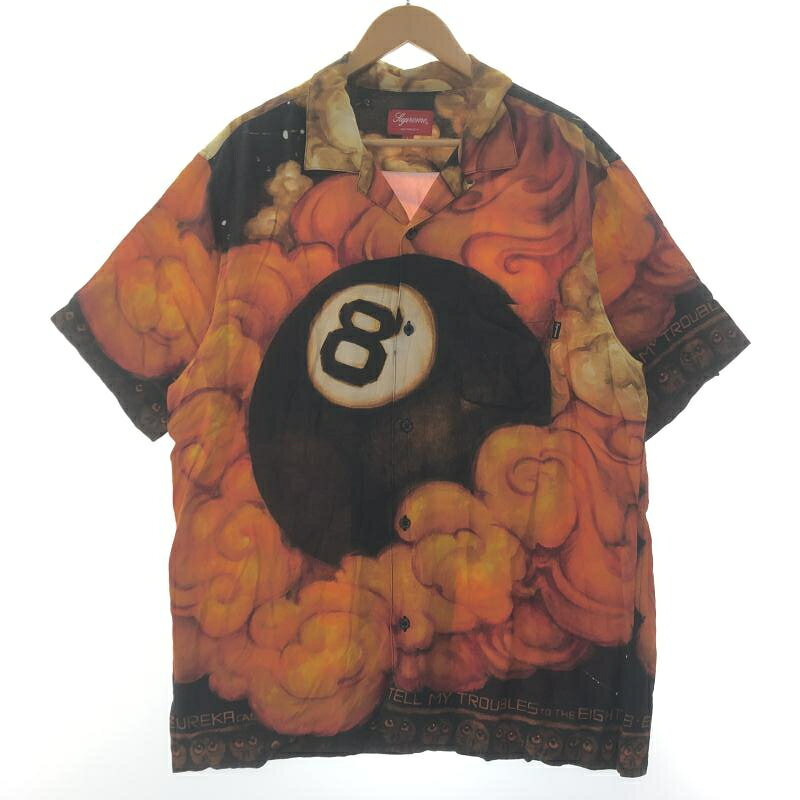 【中古】Supreme 19FW Martin Wong/Supreme 8-Ball Rayon S/S Shirt 半袖シャツ L オレンジ シュプリーム[10]