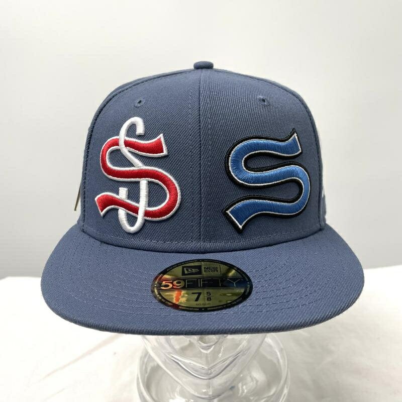 【中古】Stussy × NEW ERA SS Logo Cap サイズ7 5/8 ブルー 331234 キャップ 帽子 ステューシー×ニューエラ[17]