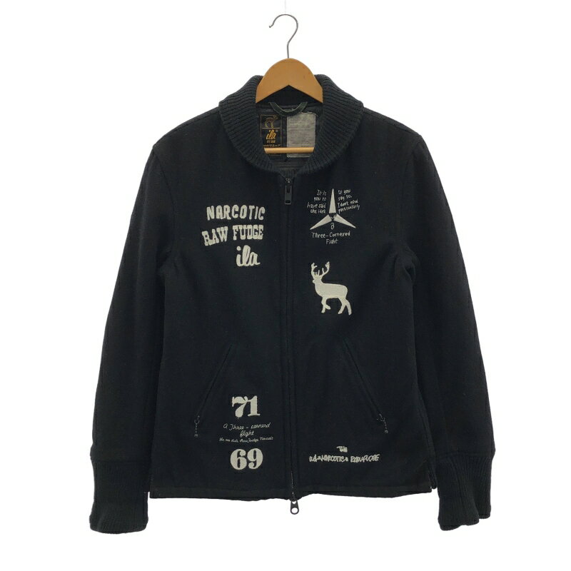 乐天商城 - 【中古】ILA×RAW FUDGE×NARCOTIC ウールスタジャン ブラック size S ※袖リブほつれ[79]