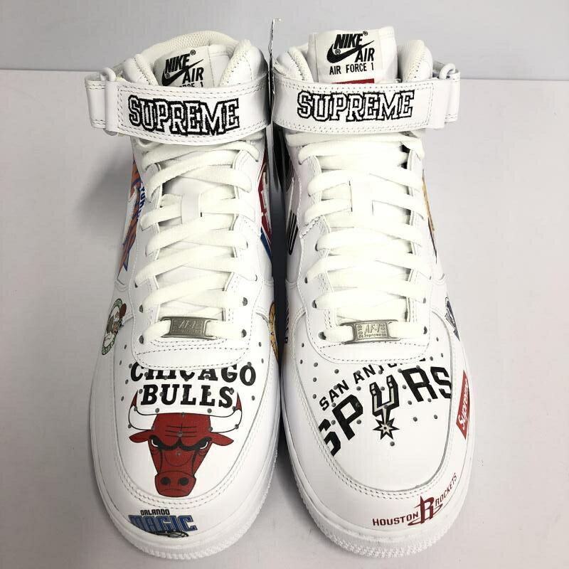 【中古】NIKE ナイキ × Supreme シュプリーム × NBA AQ8017-100 AIR FORCE 1 MID '07 28.5cm 白 エアフォース [240010324817][10]