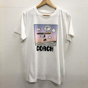 【中古】COACH Peanuts コーチ×ピーナッツ スヌーピー プリントTシャツ サーフィン 白 サイズM[24]