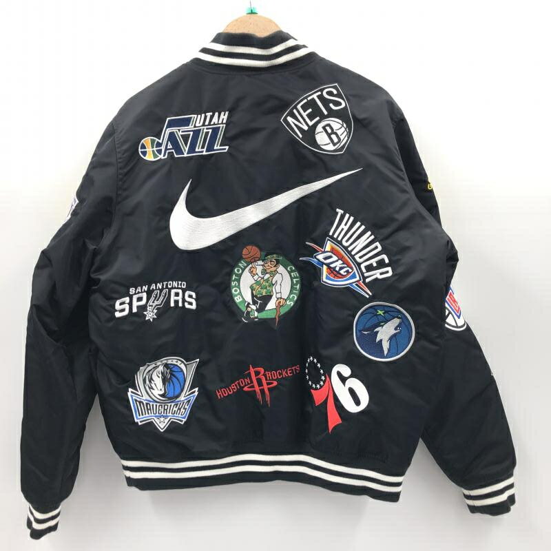 【中古】Supreme シュプリーム × NIKE ナイキ × NBA ナイロンスタジャン M 黒 NBA Teams Warm Up Jacket[10]