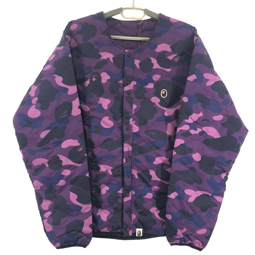 【中古】A BATHING APE COLOR CAMO LIGHT WEIGHT DOWN JACKET サイズL パープル アベイシングエイプ 17