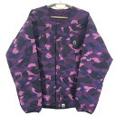 【中古】A BATHING APE COLOR CAMO LIGHT WEIGHT DOWN JACKET サイズL パープル アベイシングエイプ[17]