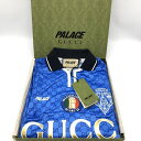 【中古】GUCCI グッチ × PALACE パレス プリンテッドオールオーバーGG フットボールテクニカルジャージTシャツ XS ブルー Printed All-Over GG Football Technical Jersey T-shirt[10]