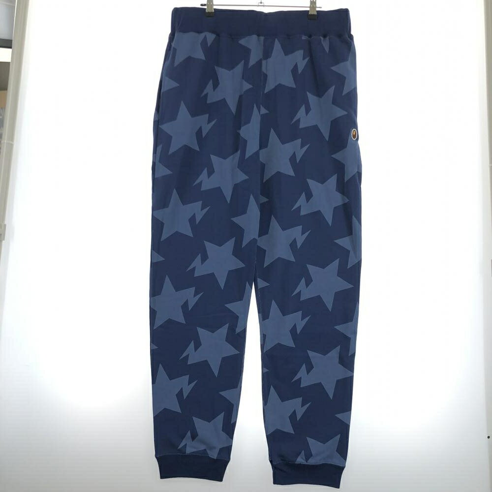 【中古】A BATHING APE STA PATTERN SWEAT PANT サイズ2XL ブルー タグ付 アベイシングエイプ[17]