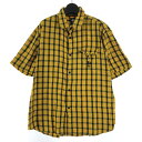 【中古】STUSSY チェック半袖シャツ サイズL イエロー ステューシー[17]