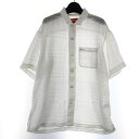 【中古】23ss Supreme Mesh stripe s/s shirt サイズM ホワイト シュプリーム[17]