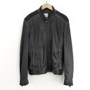 【中古】ARMANI ラムレザーシングルジャケット レザージャケット 50 ブラウン アルマーニ[10]