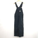 【中古】90s Carhartt オーバーオール XL ブラック カーハート[10]