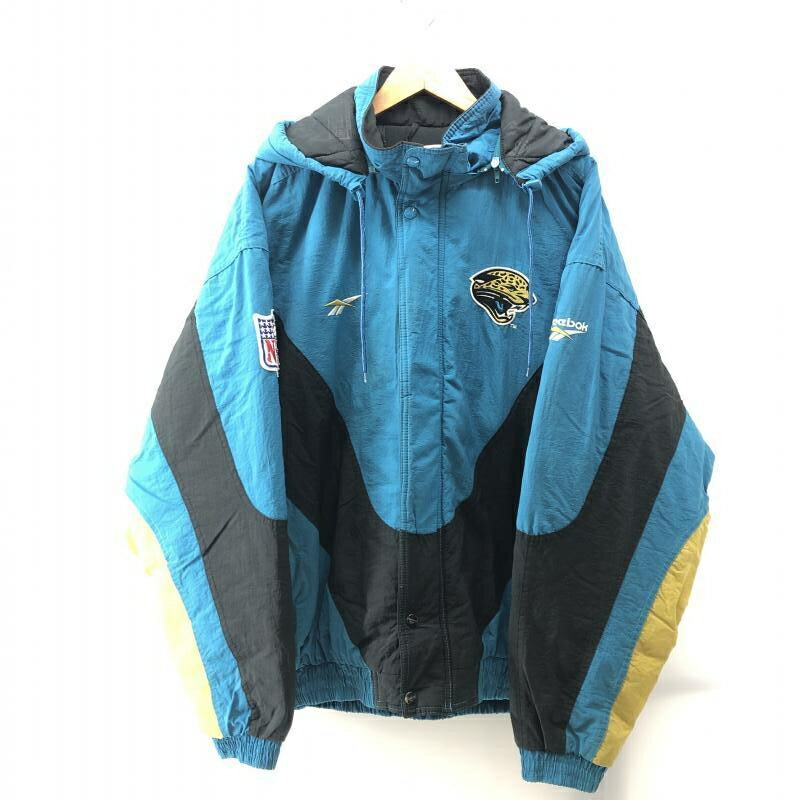 【中古】Reebok 90s NFL ジャクソンビル・ジャガーズ 中綿ジャケット サイズXL ブルー　リーボック[24]