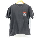 【中古】STUSSY 80s USA製 黒タグ BUILT FOR THE LONG HAUL Tシャツ サイズ：M ブラック ステューシー バイク 80年代[24]