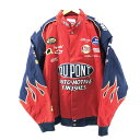 【中古】DUPONT レーシングワッペンジャケット レッド 2XL　デュポン[24]