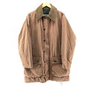 【中古】80s Barbour 英国製 NORTHUMBRIA YKK棒ジップ パーシモンカラー △フード欠 102cm/40in　バブアー[24]