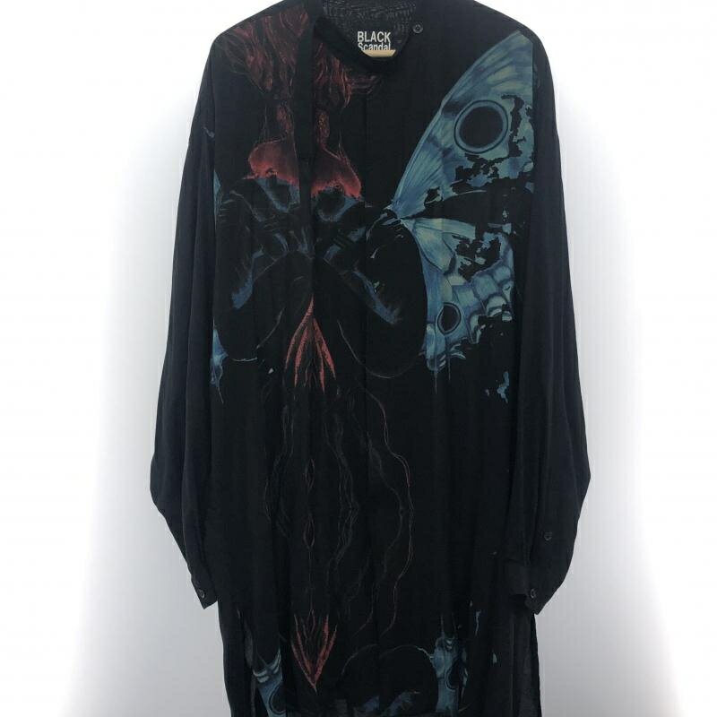 【中古】BLACK Scandal Yohji Yamamoto 内田すずめ 20SS Deformation stand collar Print blouse HN-B56-819 3 ヨウジヤマモト 66