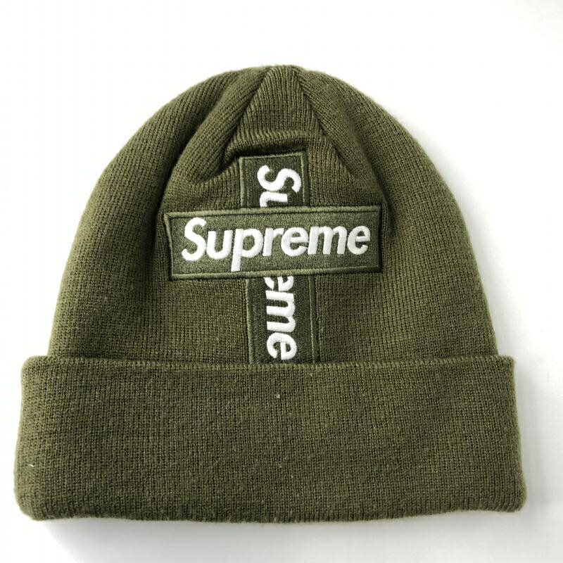 【中古】Supreme × NEW ERA 20FW Cross Box Logo Beanie ニット帽 カーキ シュプリーム ニューエラ[10]