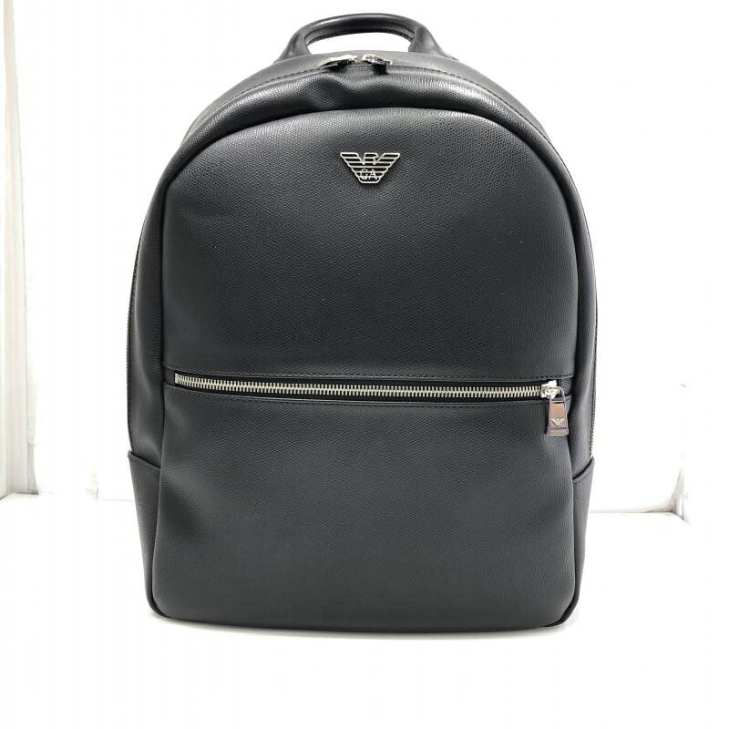 【中古】EMPORIO ARMANI レザーバックパック ブラック △ジップ剥げ エンポーリオアルマーニ[24]