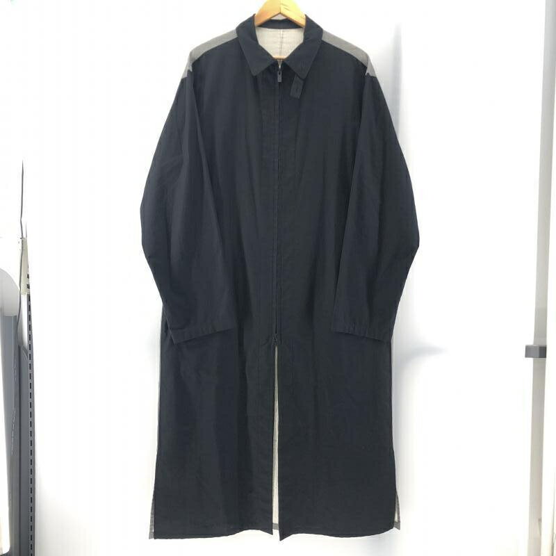 【中古】Yohji Yamamoto BLACK SCANDAL×内田すずめ 2020AW BS4マイナス2柄B ロングシャツコート サイズ1 ブラック×グレー 24