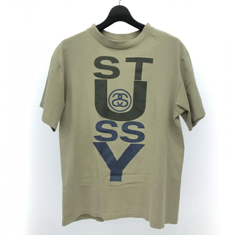 【中古】stussy 80s Tシャツ シャネルロゴ 黒タグ L ベージュ ステューシー 66