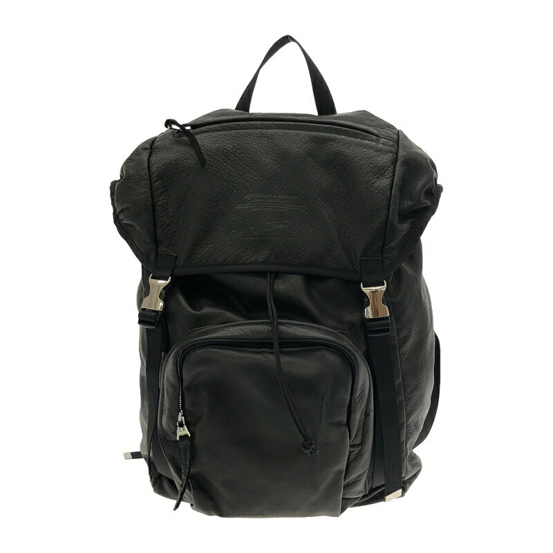 【中古】ISAMU KATAYAMA BACKLASH ジャパンステアレザーリュック ブラック ドローコード部分ハトメ欠損[17]