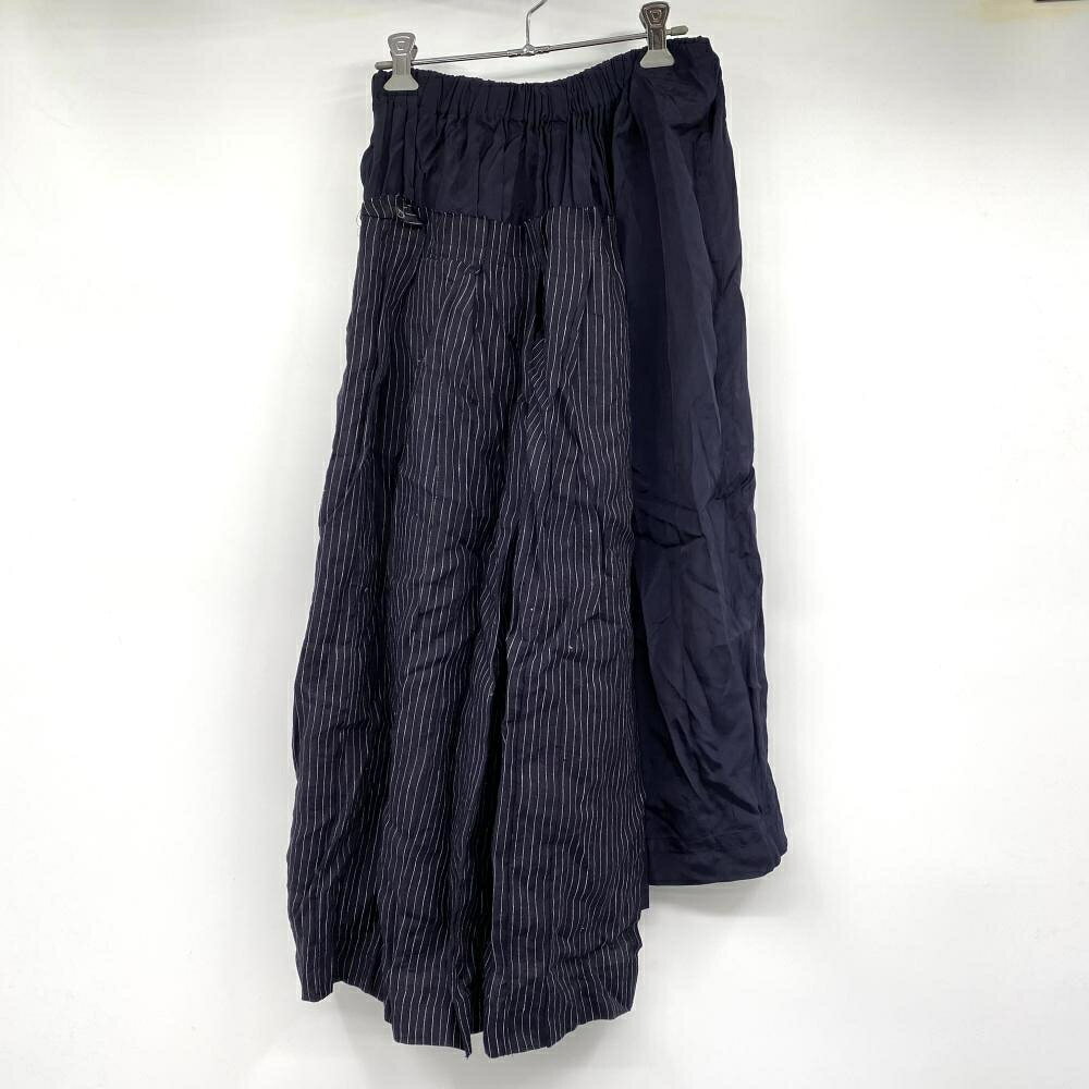 【中古】tricot COMME des GARCONS　TF-S013　切替ストライプロングスカート　ネイビー　サイズ記載なし[17]