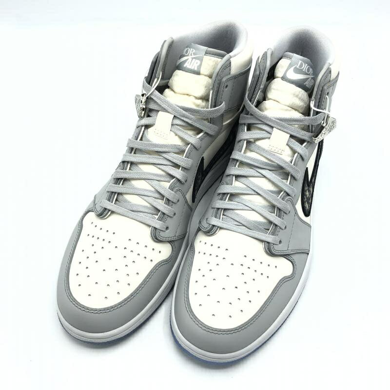 【中古】NIKE × Dior AIR JORDAN 1 HIGH DIOR スニーカー 28.5cm CN8607-002 ホワイト グレー ナイキ ディオー...