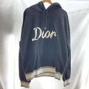 【中古】Christian Dior 22AW ロゴエンブロイダリープルオーバーパーカー サイズM ブラック 293J678A0531 クリスチャンディオール[...