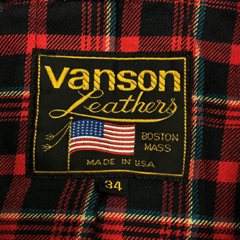 【中古】VANSON シングルライダース サイズ34 黒 バンソン[91]