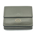 【中古】Christian Dior Dior Three Fold Wallets CD Icon Grained Calfskin
