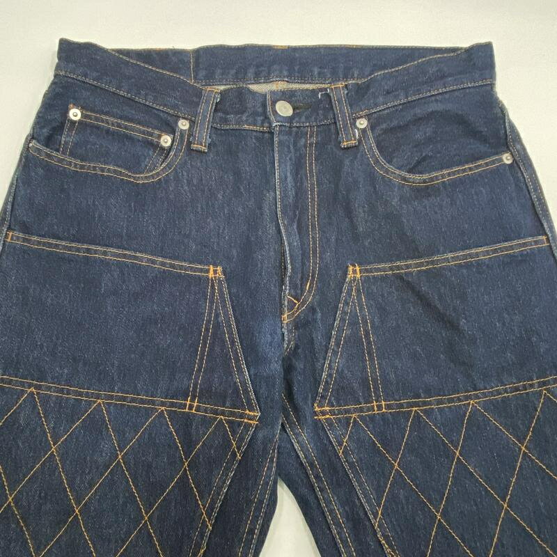 【中古】KOJIMA GENES KOJIMA GENES 13oz ダイヤステッチダブルニーストレートデニム インディゴ コジマジーンズ　32[24]