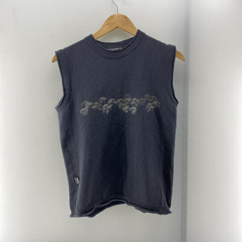 【中古】HYSTERIC GLAMOUR 90s スカルプリント ノースリーブニット ブラック サイズFREE　ヒステリック..
